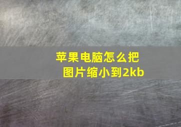 苹果电脑怎么把图片缩小到2kb