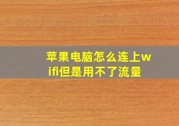 苹果电脑怎么连上wifi但是用不了流量