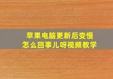 苹果电脑更新后变慢怎么回事儿呀视频教学