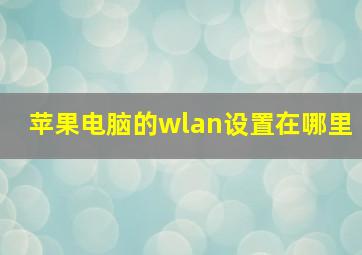 苹果电脑的wlan设置在哪里