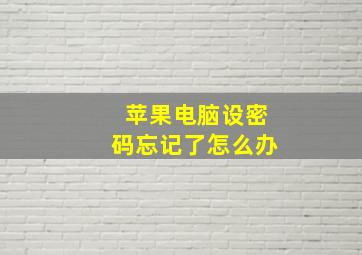 苹果电脑设密码忘记了怎么办