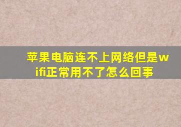 苹果电脑连不上网络但是wifi正常用不了怎么回事