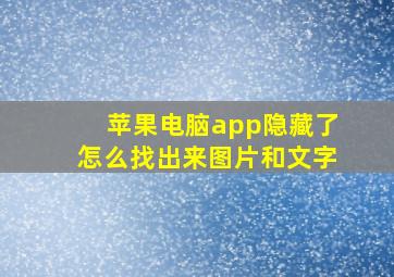 苹果电脑app隐藏了怎么找出来图片和文字