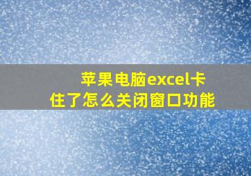 苹果电脑excel卡住了怎么关闭窗口功能