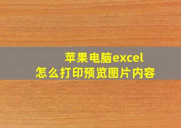 苹果电脑excel怎么打印预览图片内容