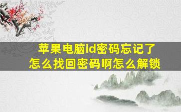 苹果电脑id密码忘记了怎么找回密码啊怎么解锁