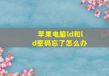 苹果电脑ld和ld密码忘了怎么办