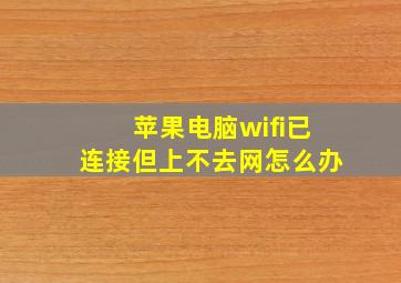 苹果电脑wifi已连接但上不去网怎么办