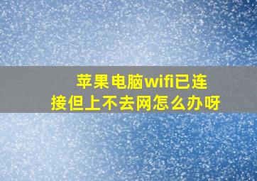 苹果电脑wifi已连接但上不去网怎么办呀