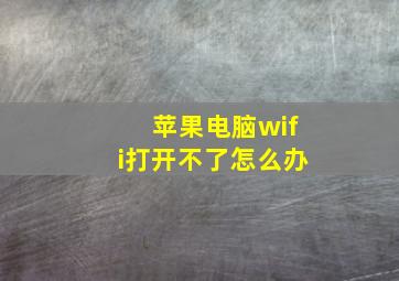 苹果电脑wifi打开不了怎么办