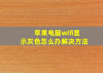 苹果电脑wifi显示灰色怎么办解决方法