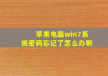 苹果电脑win7系统密码忘记了怎么办啊