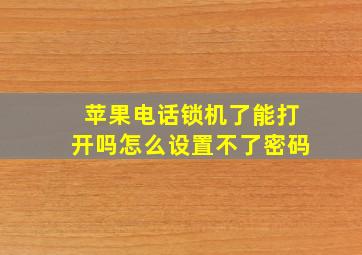 苹果电话锁机了能打开吗怎么设置不了密码