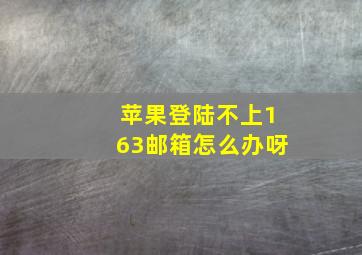 苹果登陆不上163邮箱怎么办呀