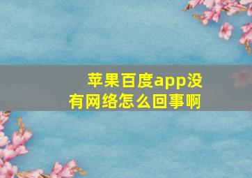 苹果百度app没有网络怎么回事啊