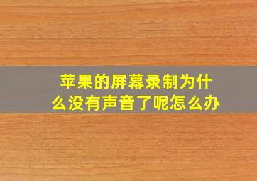 苹果的屏幕录制为什么没有声音了呢怎么办