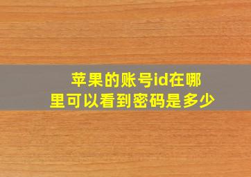 苹果的账号id在哪里可以看到密码是多少