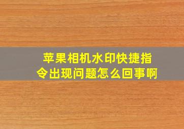 苹果相机水印快捷指令出现问题怎么回事啊