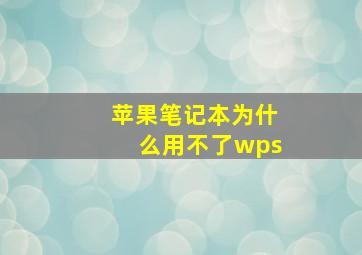 苹果笔记本为什么用不了wps