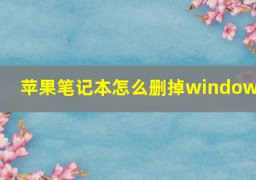 苹果笔记本怎么删掉windows