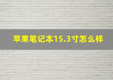 苹果笔记本15.3寸怎么样