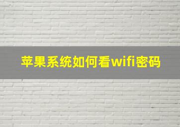 苹果系统如何看wifi密码