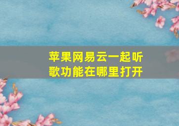 苹果网易云一起听歌功能在哪里打开