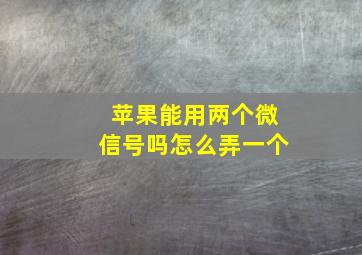 苹果能用两个微信号吗怎么弄一个