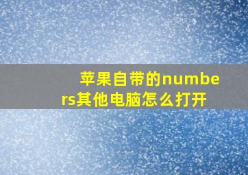 苹果自带的numbers其他电脑怎么打开