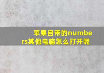 苹果自带的numbers其他电脑怎么打开呢