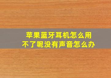 苹果蓝牙耳机怎么用不了呢没有声音怎么办