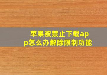 苹果被禁止下载app怎么办解除限制功能