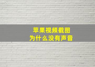 苹果视频截图为什么没有声音