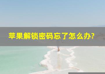 苹果解锁密码忘了怎么办?