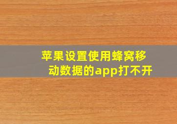 苹果设置使用蜂窝移动数据的app打不开