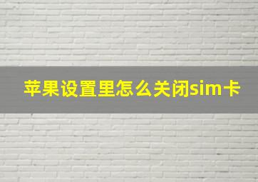 苹果设置里怎么关闭sim卡