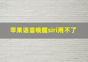 苹果语音唤醒siri用不了