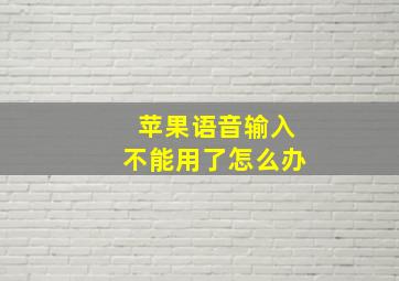 苹果语音输入不能用了怎么办