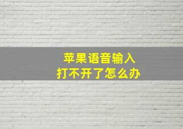 苹果语音输入打不开了怎么办