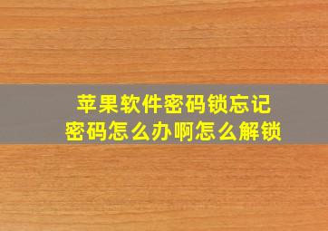 苹果软件密码锁忘记密码怎么办啊怎么解锁