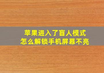 苹果进入了盲人模式怎么解锁手机屏幕不亮