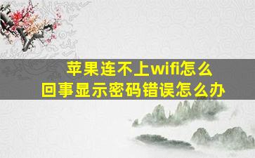 苹果连不上wifi怎么回事显示密码错误怎么办