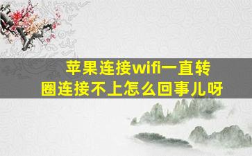 苹果连接wifi一直转圈连接不上怎么回事儿呀