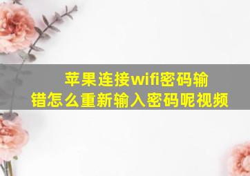 苹果连接wifi密码输错怎么重新输入密码呢视频