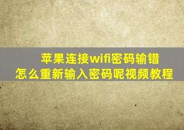 苹果连接wifi密码输错怎么重新输入密码呢视频教程