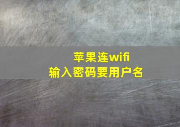 苹果连wifi输入密码要用户名