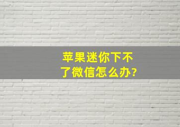 苹果迷你下不了微信怎么办?