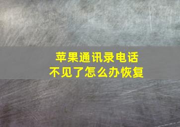 苹果通讯录电话不见了怎么办恢复