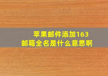 苹果邮件添加163邮箱全名是什么意思啊