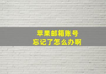 苹果邮箱账号忘记了怎么办啊